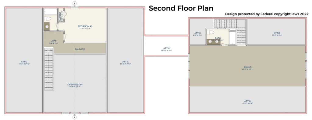 Barndominium floor plan second floor
