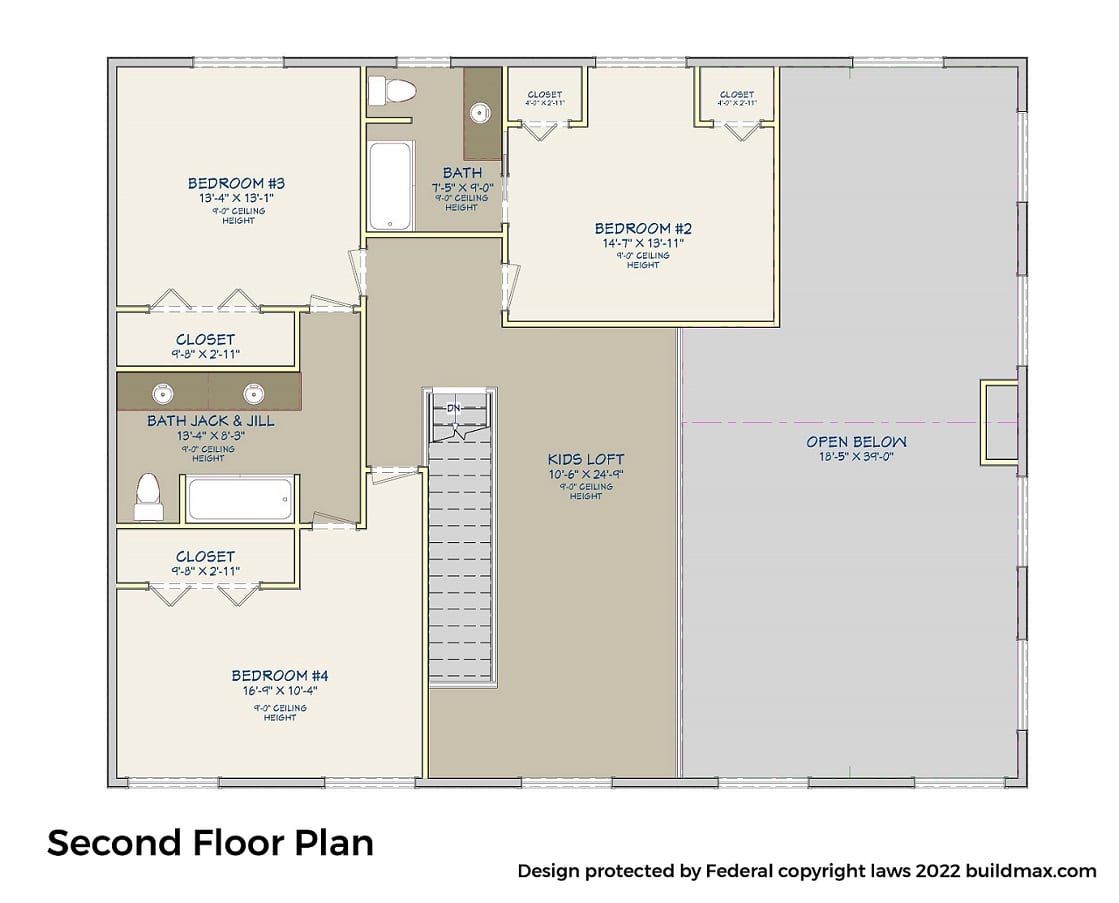 Barndominium 5550-S second floor plan