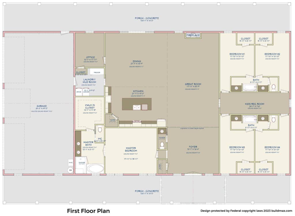 barndominium floor plan first floor layout details