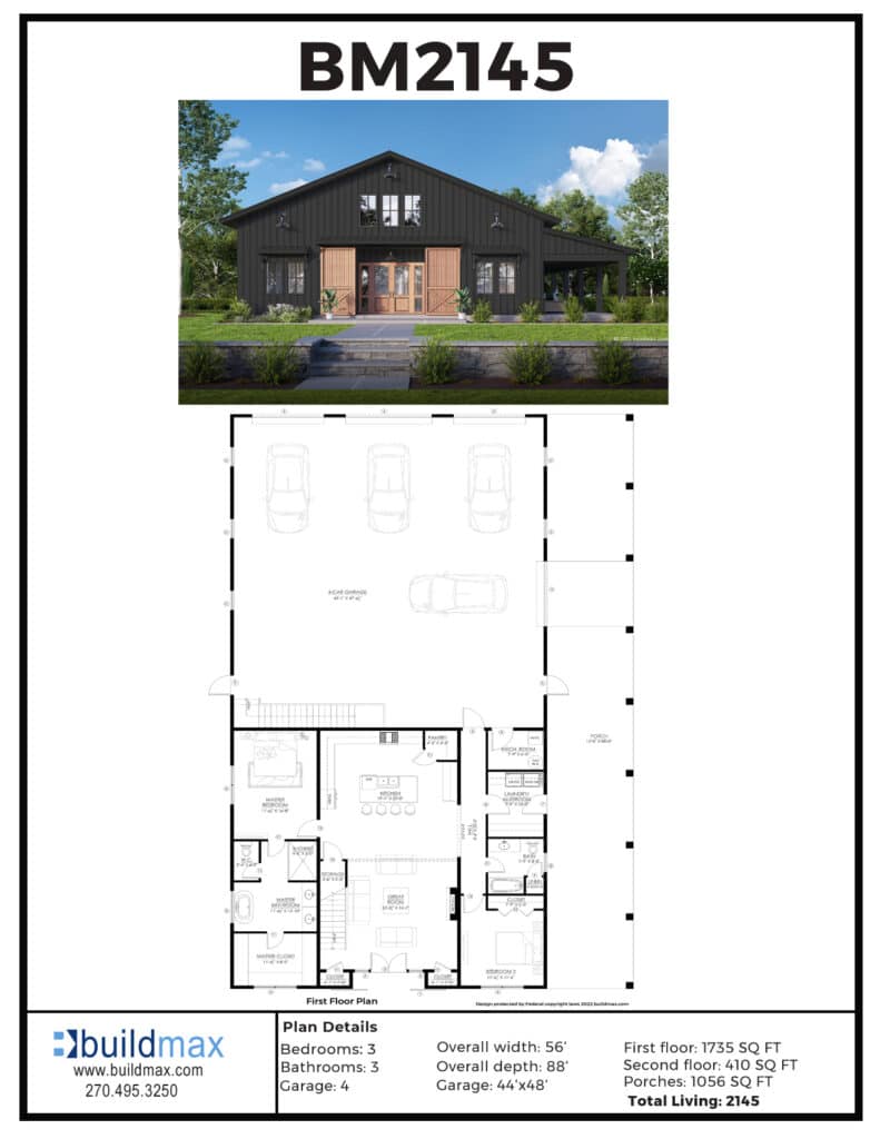 black barndominium floor plan with barn doors